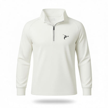 White Performance 1/4 Zip Golf Pullover