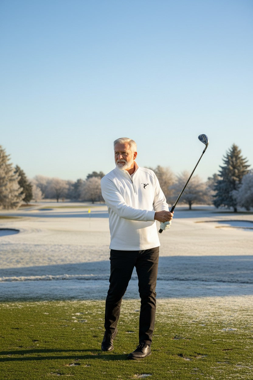 White Performance 1/4 Zip Golf Pullover