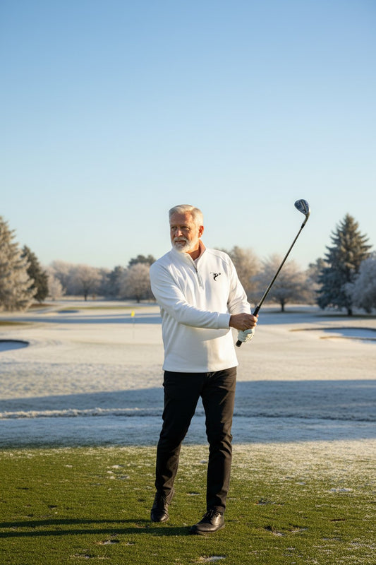 White Performance 1/4 Zip Golf Pullover